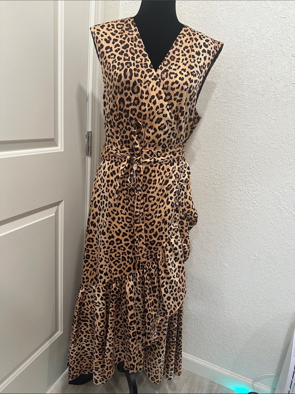 Rebecca Taylor Leopard-Print Asymmetrical Wrap Maxi Dress - Tan & Black